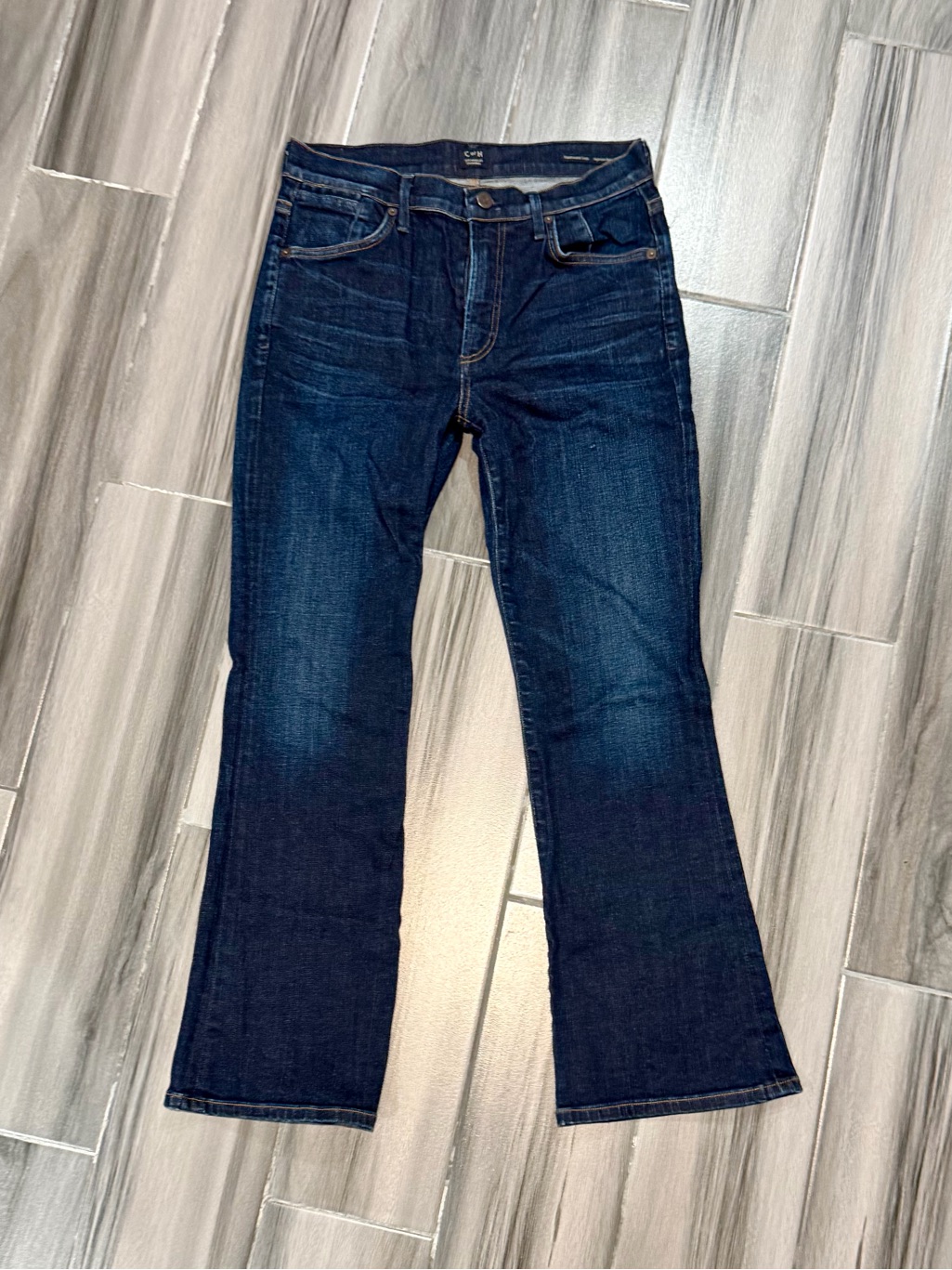 Citizens Of Humanity Fleetwood Crop High-Rise Dark Blue Flare Jeans